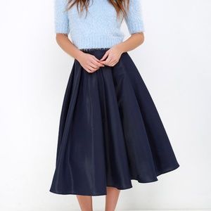 Lulu's Navy Blue Midi Skirt